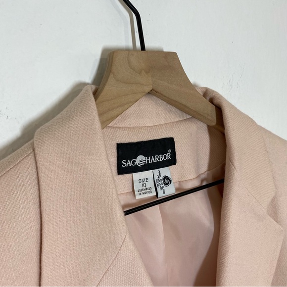 Sag Harbor Vintage Women’s 10 Pink Wool One Button V Neck Blazer Jacket - Picture 10 of 10